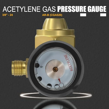AR-B CGA520 B Tank Acetylene Regulator, Matching Turbo Style Acetylene Kit, Air Acetylene