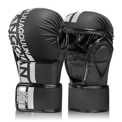MMA Gloves for Sparring,Muay Thai,Training - color: Black-White, size: Medium