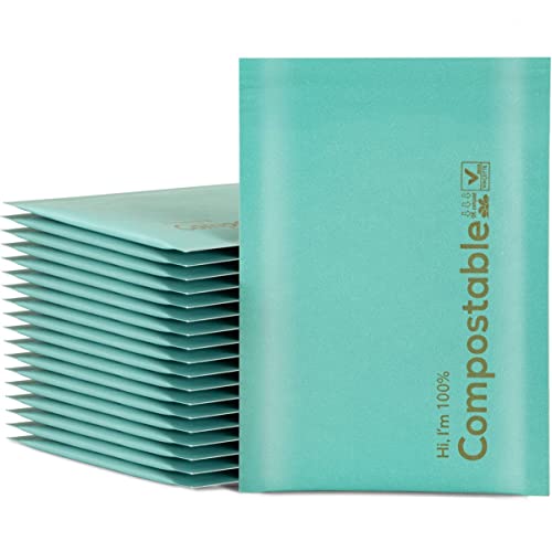 6x10 100% Biodegradable Bubble Mailers,25 Count Teal #0 Compostable Padded Packaging Wrap Envelopes Pouches Eco Friendly Self Seal Bags - color: Teal