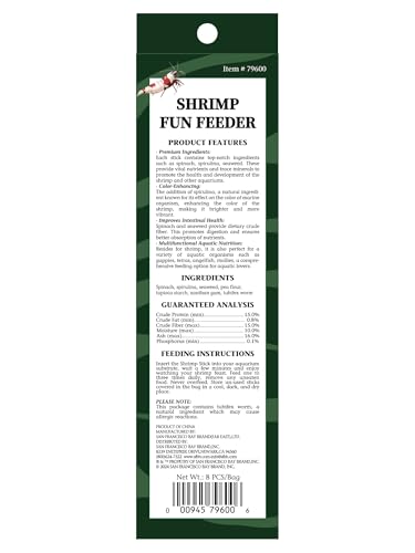 San Francisco Bay Brand Shrimp Food, Aquarium Shrimps Feeding Stick Candy Sticks Lollies Aquatic Nutrition Color Enhancing