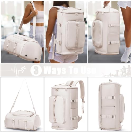 MIYCOO Gym Bag with Shoes Compartment, Duffle Bag, Backpack with Wet Pocket - color: White-Style1