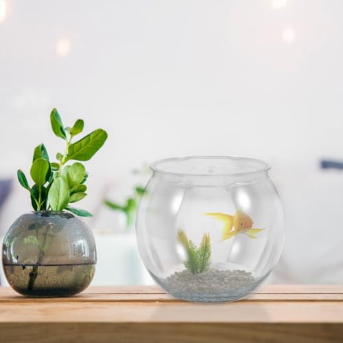 balacoo Transparent Plastic Fish Bowl Round Aquarium Tank for Goldfish Turtles Small Reptiles Home Office Decor Easy to Clean Durable