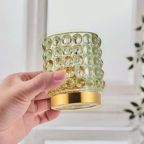Makeup Brush Holder Organizer,Toothbrush Holders,Desk Pen Pencil Holder,Multifunctional Vintage Glass Brush Cup(A38-5-US/Green/S)