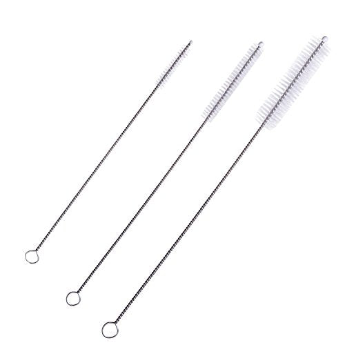 Honbay Straw Cleaner Brushes, Nylon bristles Stainless Steel Handle, Nylon Skinny Pipe Tube Cleaner - 20 Piece Value Pack - 6 mm bristles x 7"" 175mm Long (Pack of 2) - size: One Size (Pack of 2)