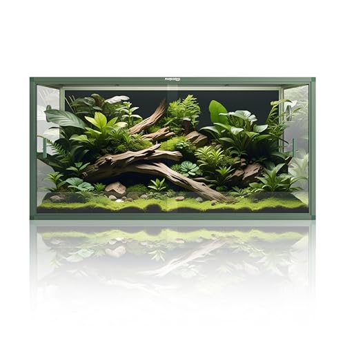 120 Gallon Bearded Dragon Tank, Stackable Reptile Enclosure with Front Sliding Tempered Glass Doors, Easy Assembly Aluminum Frame Reptile Tank for Snake & Lizard - color: Earthy Green, size: 120 Gallon