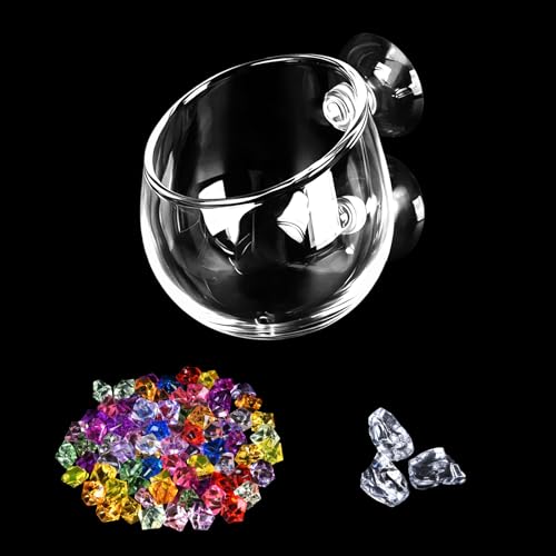 1pcs Glass Aquarium Décor Plants Pot，Aquatic Plant Pot Cup with Suction Cup，Betta Resting Bed Spot，Aquarium Planter Landscaping Decor Cup with Colorful and Clear Stones - size: 1pcs glass aquarium plant pot
