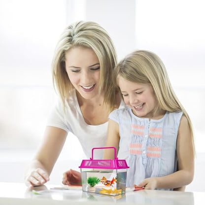 4pcs Mini Fish Tank: Portable Handheld Fish Tank Lightweight Aquarium Mini Portable Snail Terrarium Crabs Habitat for Shrimp Turtle Shrimp Goldfish Beach Toys Plastic (Random Color) 5.89X4.32X3.73In