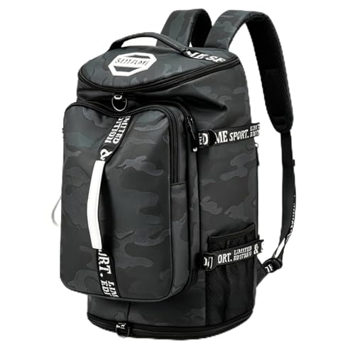 Gym Duffle Bag Backpack,4‑Way Waterproof with Shoe Compartment Travel Laptop - color: Brown