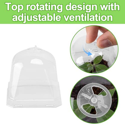 10PCS Clear Plant Nursery Pots with Humidity Dome - 3" Plastic Gardening Pot with Labels, Durable Plastic Plant Container for Seedlings/Vegetables/Succulents/Cuttings