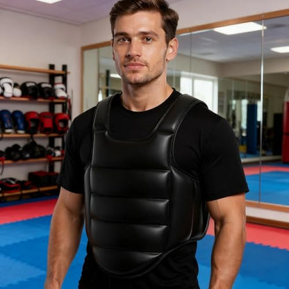 Reversible Boxing Body Protector, Karate Chest Protector, Taekwondo Chest Guard, Black and White XL, for Adults and Kids