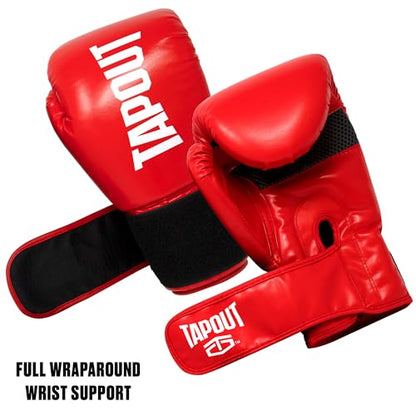 TAPOUT Boxing Gloves with Breathable Mesh Palm for Men and Women in Training, Muay Thai, Kickboxing, Sparring, and MMA - color: Red, size: 16 oz