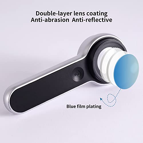 60x Illuminated Rechargeable Magnifier with Dual Coated Lenses, LED/UV Illuminated, Designed for Restoration Jewelry Identification, Close Work, Repair, Gardening, Stamps, Rock Collecting