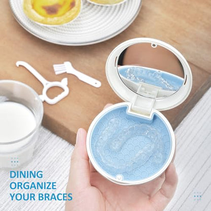 Orthodontic Retainer Case Aligner Mouth Guard Storage Box,White Blue - color: White Blue