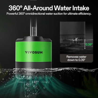 VIVOSUN 210 GPH 10W Submersible Water Pump, with Adjustable Water Flow, 4.9ft Tubing, Additional Ceramic Shaft, and Outlet Adapters, for Fish Tanks, Aquariums, Hydroponics, Fountains - size: 210 GPH
