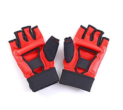 Men Kids Taekwondo Gloves Punch Bag Boxing Martial Arts MMA Sparring Grappling Muay Thai Training PU Leather Wrist Wraps Gloves (Large, Red)