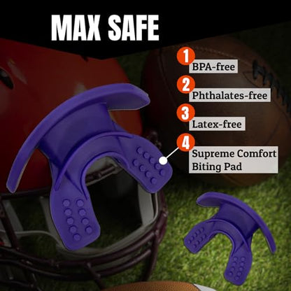 O Shield Core Football Mouth Guard, Detachable Strap - color: Purple