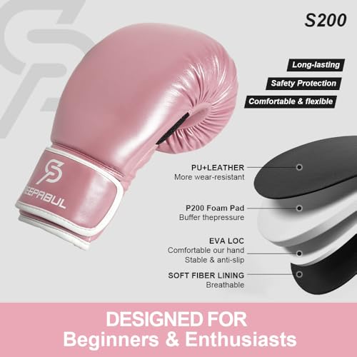 Boxing Gloves for Men & Women, Beginner Kickboxing, 8-16oz - color: Pink, size: 8oz
