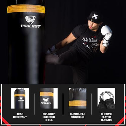 Punching Bag for Experienced and Beginners, Boxing, MMA, Martial Arts, Muay Thai Training Equipment, Hanging, 3ft, 50 lbs, Rhino Logo - color: Yellow, size: Unfilled