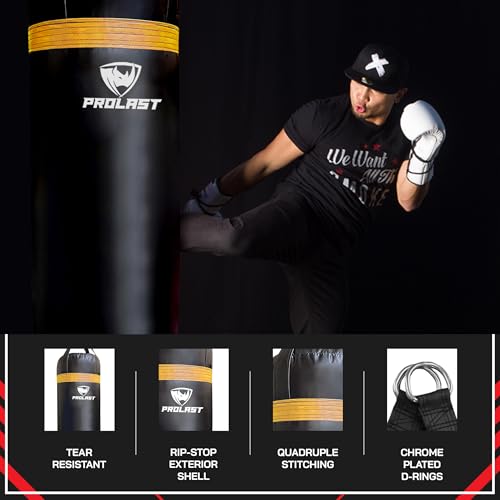 Punching Bag for Experienced and Beginners, Boxing, MMA, Martial Arts, Muay Thai Training Equipment, Hanging, 3ft, 50 lbs, Rhino Logo - color: Yellow, size: Filled