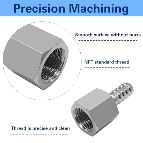 2PCS Stainless Steel Hose Barb Fittings 3/8" Hose Barb x 3/8" NPT Female Adapter - size: 3/8" Barb x 3/8" FNPT