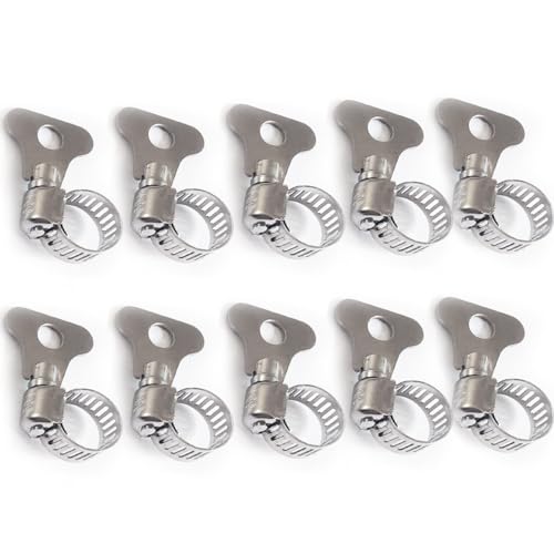 10-Piece Set of 304 Stainless Steel Hose Clamps, Adjustable Spiral Hose Clamps, Key Type for Plumbing, Automotive, Mechanical and More Applications (Size: 6-12mm1/4"-1/2") - size: [Size:6-12mm（0.236-0.472 inches）]
