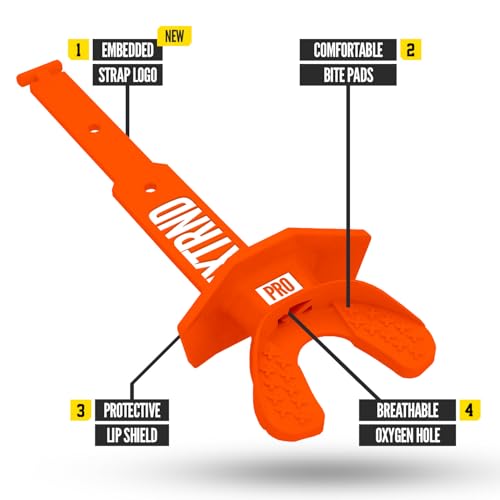 Nxtrnd Two Pro Football Mouth Guard, Permanent Strap, Fits Adult & Youth (Orange) - color: Orange Pro