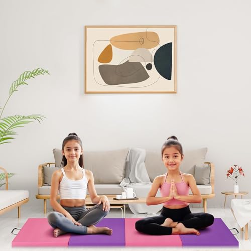 4-Fold Folding Gym Mat, 6x8 Feet 2-Inch Thick Extra Firm, High Density Tumbling Exercise Mat for Home Gym, Gymnastics, Martial Arts, Yoga & Pilates, Non-Slip Portable Floor Mat - color: Four-fold cushion