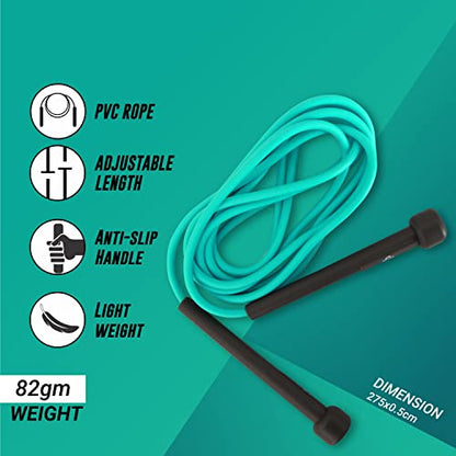 NIVIA Skipping Rope for Weight Loss & Cardio | Adjustable Jump Rope for Home Workout, Gym, Boxing & CrossFit | Smooth Rotation, Anti-Slip Handles - color: Green
