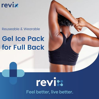 REVIX XXL Full Back Ice Pack Wrap, Large Gel Packs for Injuries Reusable - style: Blue