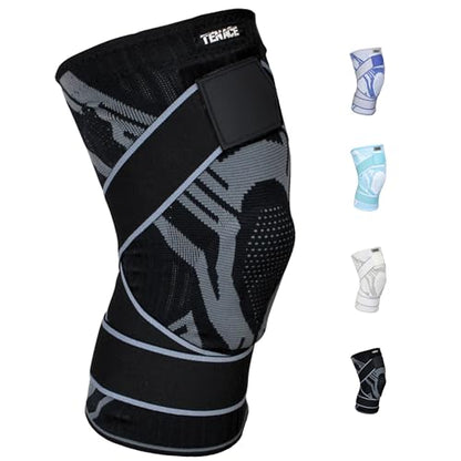 Tenace BJJ Knee Brace – Compression Knee Pad with Side Stabilizers & Gel Pad for Grappling, Jiu Jitsu, MMA, Wrestling, Judo & Muay Thai (Black, X-Large) - color: Black, size: X-Large