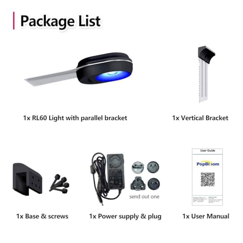 RL60 WiFi Reef LED Light, 60W Full Spectrum Marine Reef LED Aquarium Lighting for Soft/LPS Corals & Saltwater Fish Nano Tanks, Built-in Timer, WiFi Phone Programmable, Sunrise Sunset