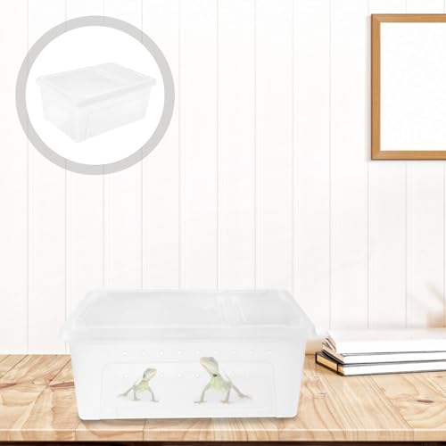 POPETPOP Reptile Breeding Box Plastic Spider Enclosure : Reptile Feeding Box Spider Terrarium - Transparent Hatching Container for Lizard Gecko, 25.8X15.1X11cm
