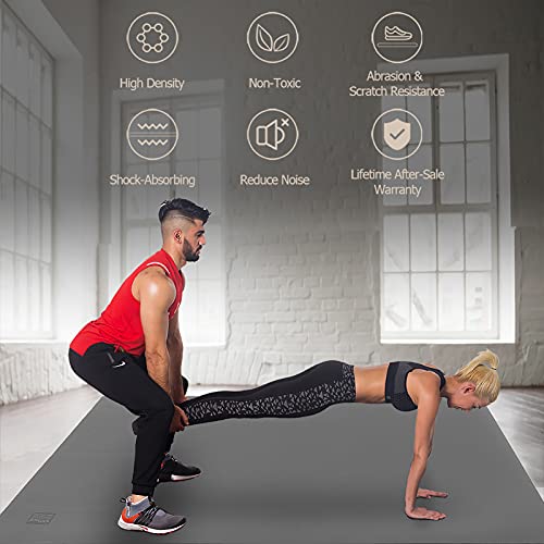 GXMMAT Large Exercise Mat 6'x4'/6'x5'/6'x6'(7mm) - color: Grey Cool, size: 6*6 FT