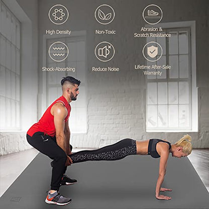 GXMMAT Large Exercise Mat 6'x4'/6'x5'/6'x6'(7mm) - color: Grey Cool, size: 6*6 FT