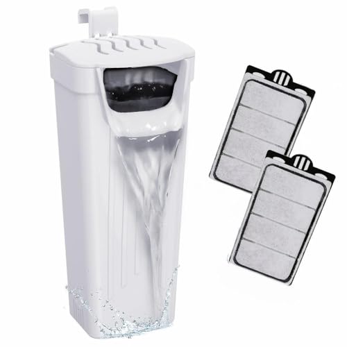 GOZILLA Turtle Tank Filter 74GPH, Low Water Level Turtle Tank 3.5W Fish Tank Aquarium Filters for Small Tanks up to 15 Gallons Include 2 Replacement Cartridge.(White)
