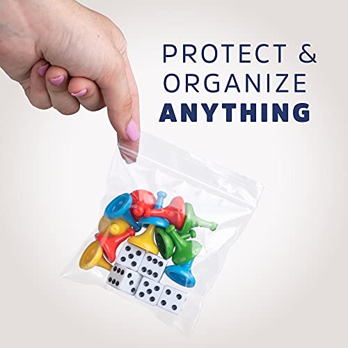 4" x 4" Small Reclosable Zip Bag - Heavy-duty 4 Mil, Bulk Case of 100 - Clear, Resealable Zip Top Lock for Storage & Packaging Food, Nuts, Bolts & Screws. - size: 4" x 4"