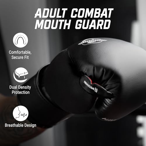 Hayabusa Combat Sports Mouth Guard Youth, Kids and Adult Sizes Comes with Case - Black/Red, Adult - color: Black/Red, size: Adult