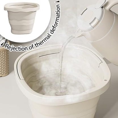 Folding Bucket, Water Bucket, 5L, 10L, Thick, Multi-Functional, Convenient, Foot Bath, Square, Stylish, Camping, Laundry, car wash, Foot Bath, Fishing (Grey-5L)