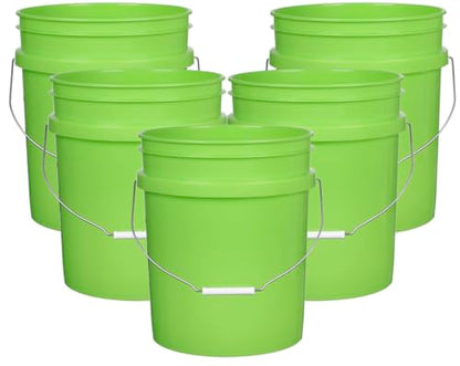 5 Gallon Premium HPDE Plastic Bucket - Made in USA Food Grade Storage Container, BPA Free All Purpose Pail (5, Lime) - color: Lime
