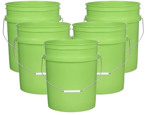 5 Gallon Premium HPDE Plastic Bucket - Made in USA Food Grade Storage Container, BPA Free All Purpose Pail (5, Lime) - color: Lime