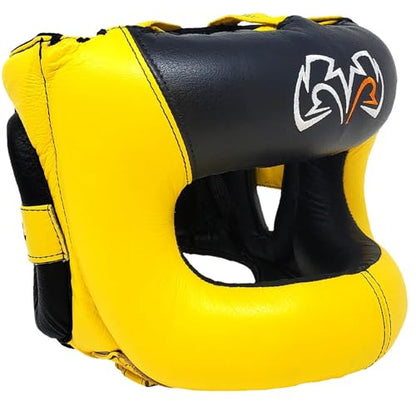 RIVAL Boxing RHGFS3 Face-Saver Sparring Headgear - Wide Eye Opening, Premium Leather, and Thermoplastic Inner Frame - color: Yellow, size: Small-Medium