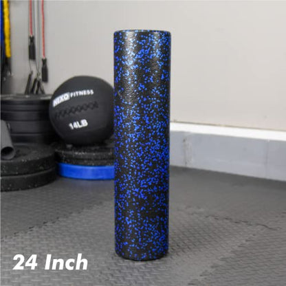 High-Density Round Foam Roller for Muscle Soreness Recovery, Exercise, Massage - 18", 24", 36" Blue Fleck (24 Inch) - size: 24 Inch