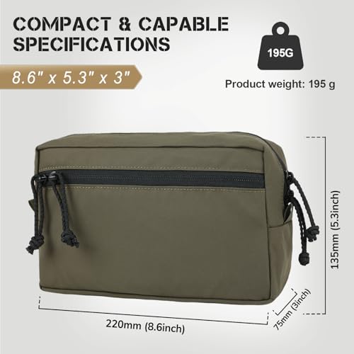 Tactical Admin Pouch Molle, 500D Nylon Water-Resistant EDC Gear Organizer, Horizontal Utility Tool Bag for Chest Rig & Vest, Large Capacity Medical EMT Sub-Pack with Mag Holder