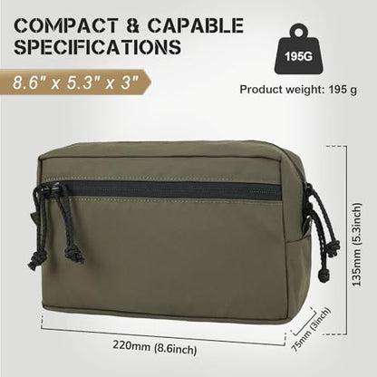 Tactical Admin Pouch Molle, 500D Nylon Water-Resistant EDC Gear Organizer, Horizontal Utility Tool Bag for Chest Rig & Vest, Large Capacity Medical EMT Sub-Pack with Mag Holder