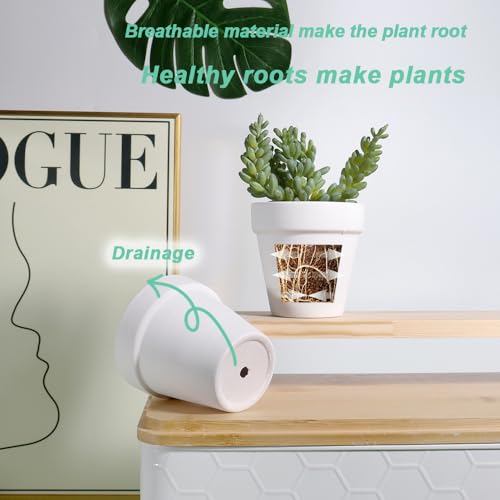 3 Inch White Terra Cotta & Terracotta Pots with Drainage - 20 Pack Clay Flowerpots, Succulent Nursery Planter Great for Plants, Crafts, Wedding Favor - color: White
