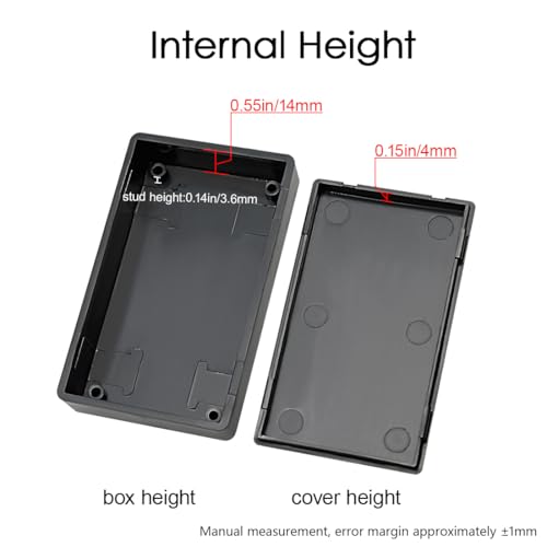Project Box, 5 Pieces ABS Electrical Box Small Junction Box for Electronics PCB Case,Electronic Hobby Box Black, Outside Size 2.8 x 1.7 x 0.7 inch (70x 42x 18 mm) - size: 2.8" x 1.7" x 0.7"(5pc)