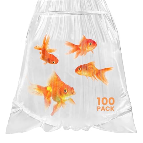 100 Pack Live Fish Bags, 10x20” Round Bottom Double Seal Clear Fishery Bags, Leak-Proof Fish Transport Shipping Bag, HDPE Bag for Freshwater & Saltwater (Ultimate 3 mil)