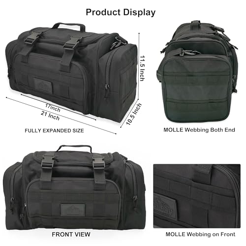 APRILBAY Duffel Bag – Heavy Duty Tactical Gym Bag for Men, Splashwater-Proof Weekender Travel Bag for Basketball, Football, Soccer, Hiking, and Hunting (Black)