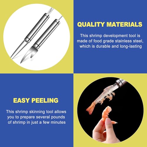 Multifunctional Shrimp Deveiner & Peeler Set, All-in-One Shrimp Cleaner Knife, Efficient Portable Shell Remover Tool for Easy Peeling Deveining, Pelador y Limpiador de Camarones
