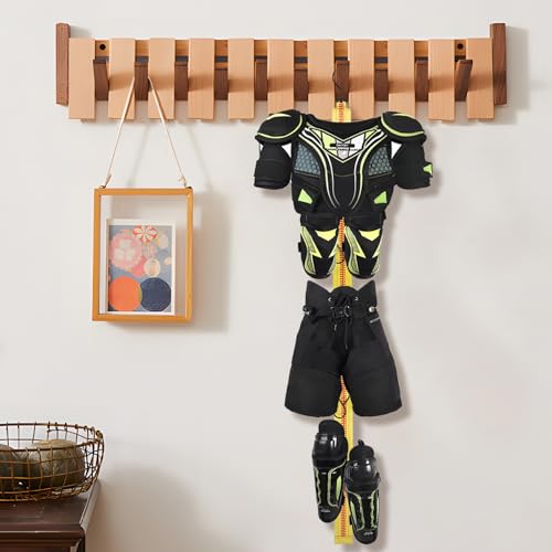 Hockey Hanger Portable Hanging Dryig Rack Hockey Gifts for Home and Outdoor Using in Ice Hockey Skating Football Camping Fishing 5 Hooks (Yellow) - color: Yellow